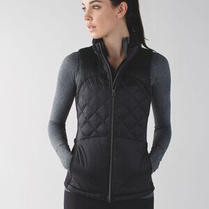 Lululemon Women's Black Down For A Run Slim-Fit Full-Zip Puffer Vest Size 4